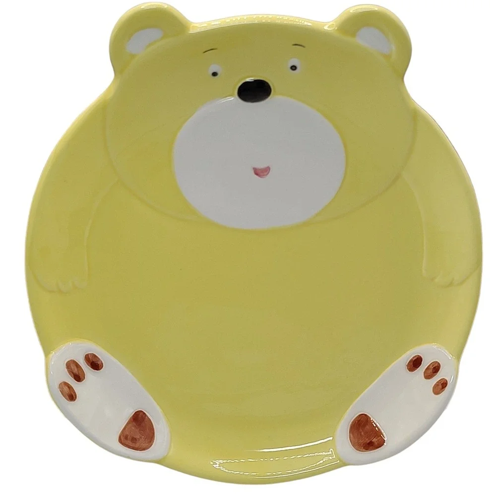 Harold Import Company Bear Plate‎ Hand Painted Childs Yellow Made In Japan 1986